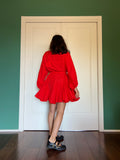Abito con cintura satin aragosta