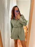 Camicia ampia cotone salvia