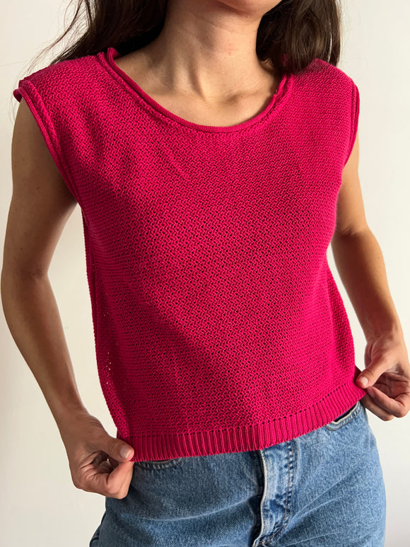 Top fuxia in maglia