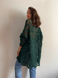 Maglia crochet verde bottiglia