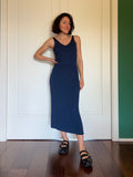 Gonna plissé in maglia di cotone blu
