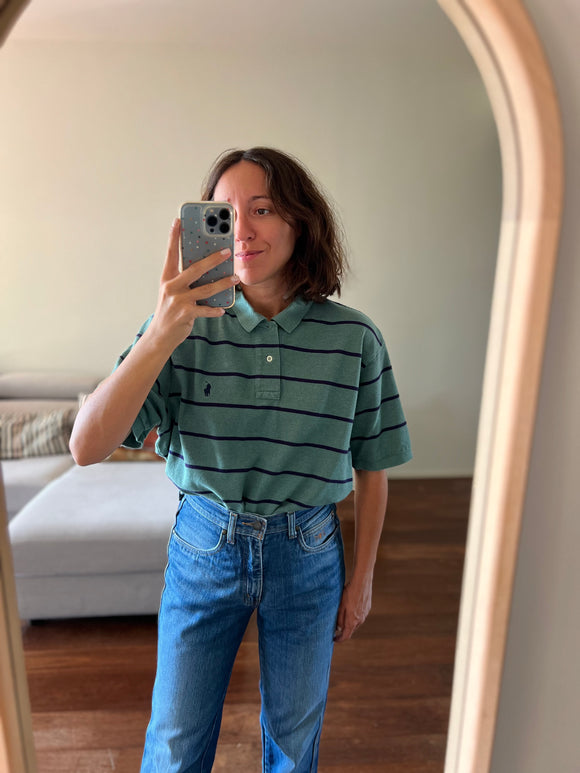 Polo Ralph Lauren verde righe blu