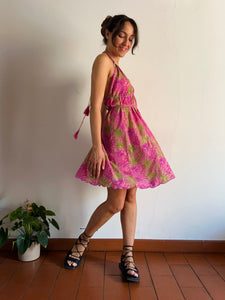 Abito schiena nuda corto violetto