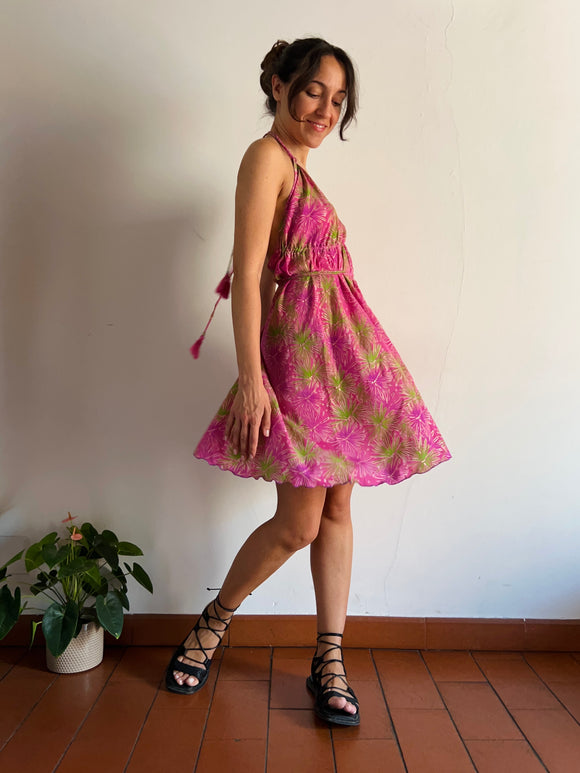 Abito schiena nuda corto violetto