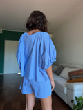 Blusa oversize righe azzurra