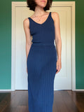Gonna plissé in maglia di cotone blu