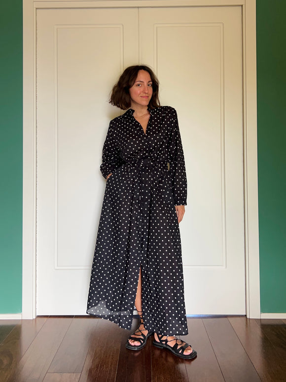 PRE ORDINE • Chemisier Panarea nero pois