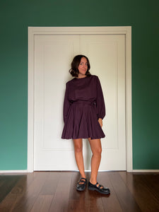 Abito con cintura satin vinaccia scuro