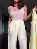 Pantalone sartoriale con le pince satin rosa