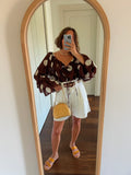 Maxi camicia Formentera marrone pois grandi