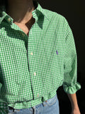 Camicia Gilbi Ralph Lauren quadretti verdi stemma viola