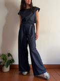 PRE ORDINE • Panta palazzo denim blu