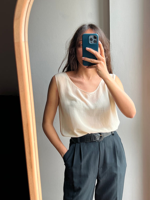 Top di seta panna