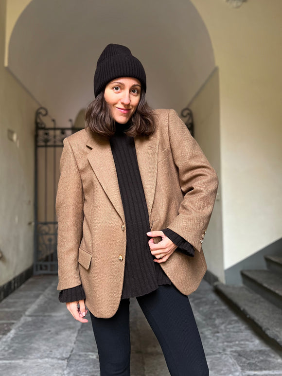 Blazer spigato marrone