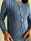 Cardigan azzurro lana pesante