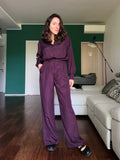 Pantalone sartoriale con le pince satin ciliegia