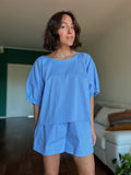 Blusa oversize righe azzurra