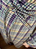 PRE ORDINE • Abito lungo a portafoglio tartan beige e viola