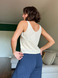 Top in maglia lavorata di cotone crema