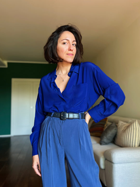 Camicia sartoriale seta blu