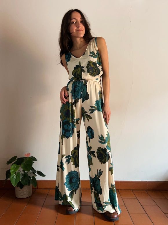PRE ORDINE • Tuta fiori ottanio