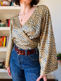 Camicia indiana incrociata beige lucida