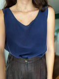 Top di seta blu