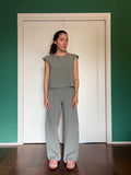 PRE ORDINE • Pantalone sartoriale con le pince crepe di lana salvia