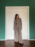 Maglietta misto lana beige gessato
