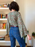 Camicia indiana incrociata marrone e verde