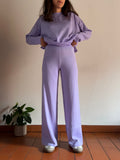 Pantalone di lana lilla