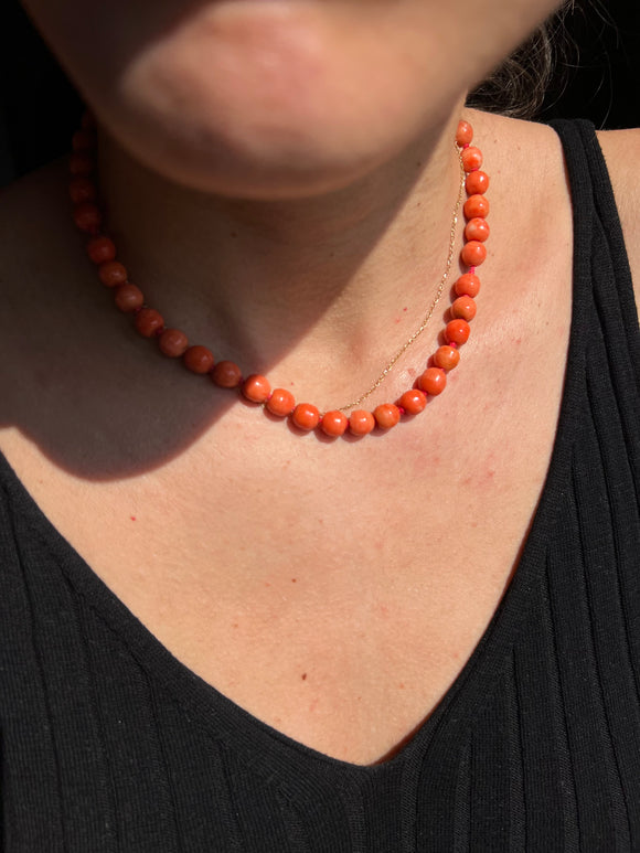 Collana perle corallo