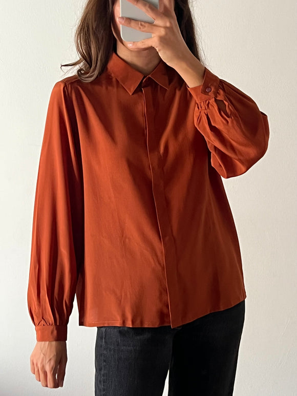 Camicia ruggine pura seta