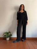 Kimono in maglia di cotone nero