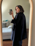 Completo nero/viola abito + cappotto