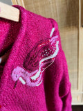 Cardigan rosato ricamato