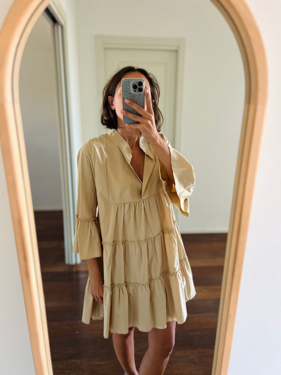 Abito corto ampio cotone giapponese beige