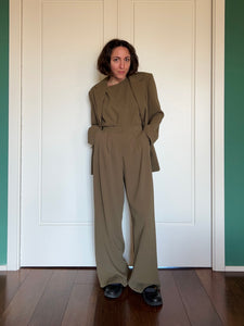 Pantalone sartoriale con le pince verde militare
