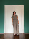 PRE ORDINE • Panta palazzo misto lana beige gessato