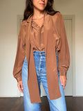 Camicia di seta marrone chiaro
