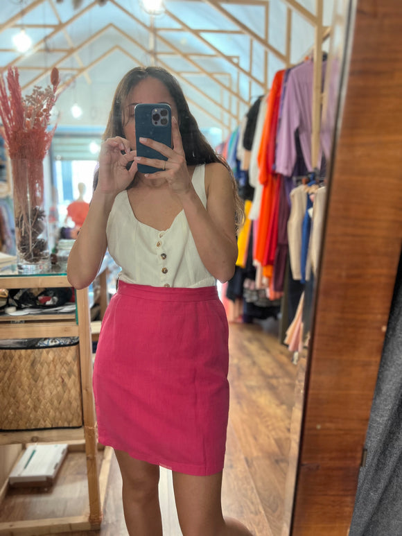 Minigonna di lino fuxia