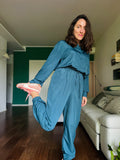 Pantalone sartoriale con elastico sul fondo satin carta da zucchero