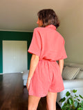 Pantaloncino in garza di cotone rosa