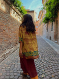 Camicia lunga senape striata