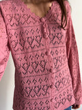 Cardigan traforato rosa