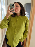 Camicia sartoriale seta verde acido