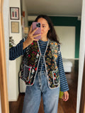 Gilet trapuntato nero e blu