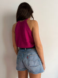 Top in maglia di cotone ciclamino