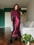 PRE ORDINE • Gonna pencil paillettes rosa e nere