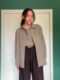 Maglietta misto lana beige gessato